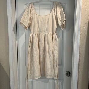New cream 100% cotton midi dress